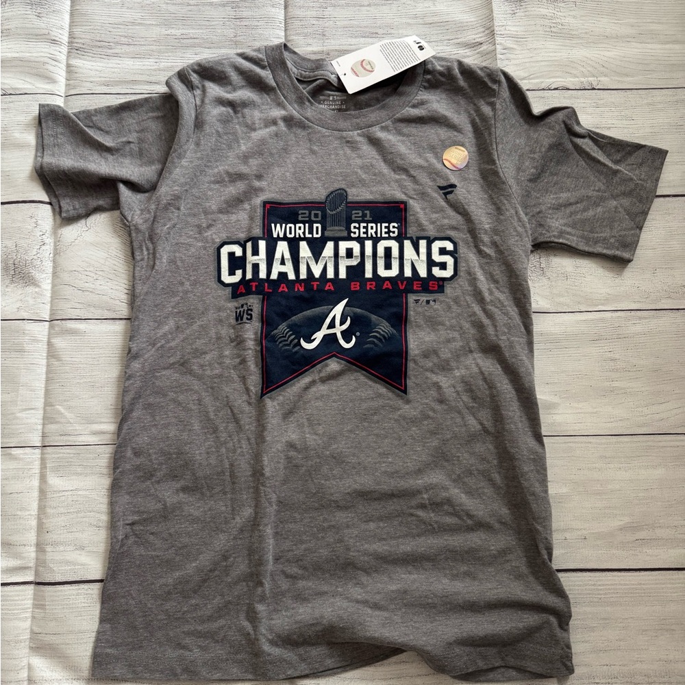 NWT Kid's Gray Atlanta Braves World Series Champions T-Shirt